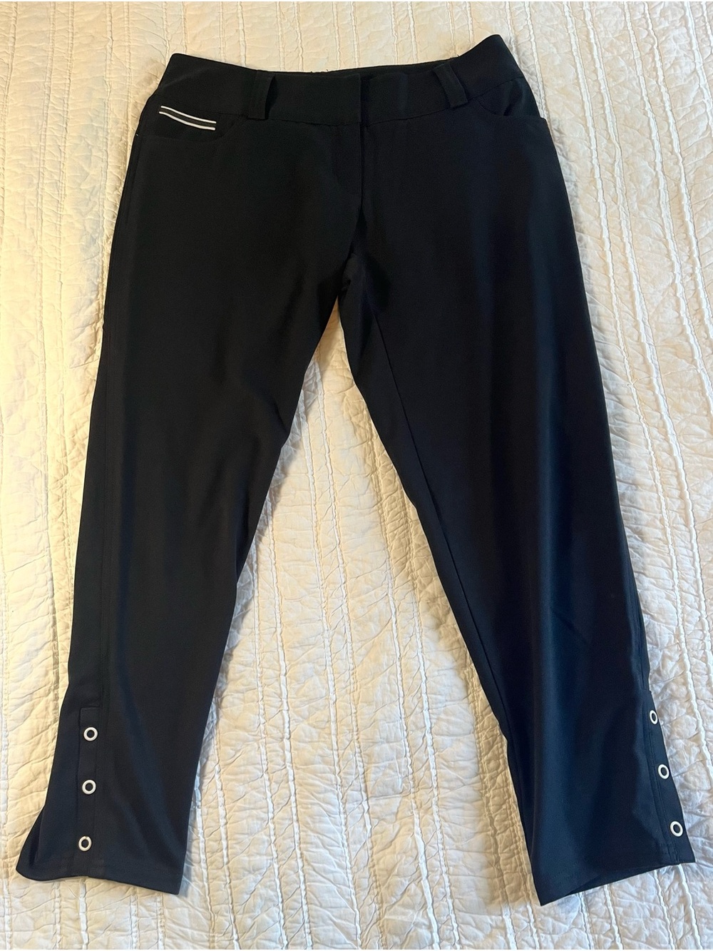 Adidas Climalite Black Crop Ankle Pants Snap Cuffs Size 4
